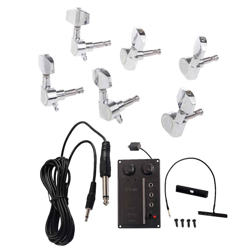 

B60 Violin Pickup Piezo Preamp and 3R3L Sealed Gear Tuning Pegs Tuners for Electric Guitar Violin Parts Accessories
