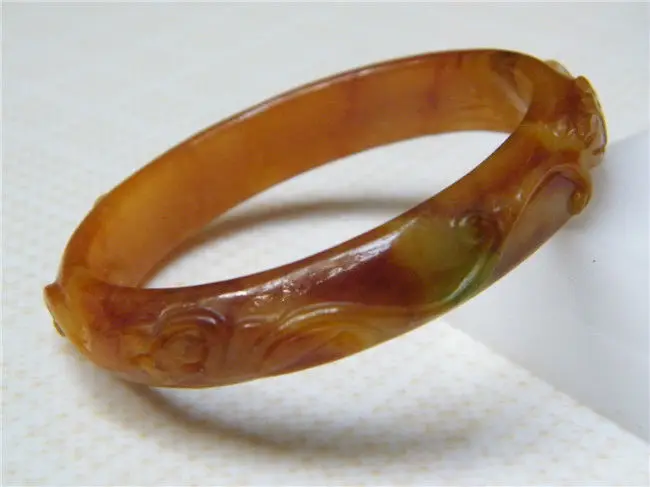 

FREE SHIPPING>>>@@ NEW HOT Ms jewelry China 100% Natural Huang Fei color jade Ms Bracelet 55.6MM NEW