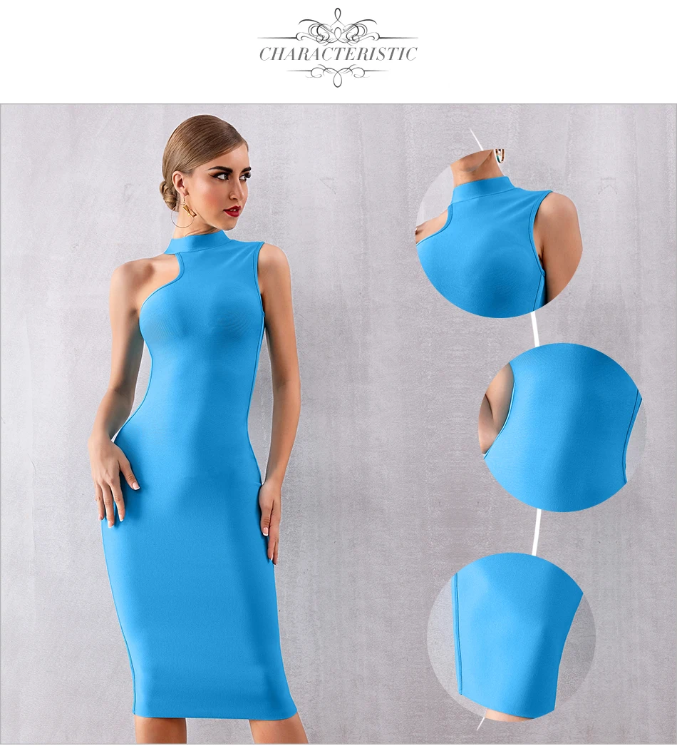 ADYCE новое летнее Бандажное платье голубого цвета женское сексуальное платье без рукавов облегающее Клубное платье элегантные популярные вечерние платья для знаменитостей Vestido