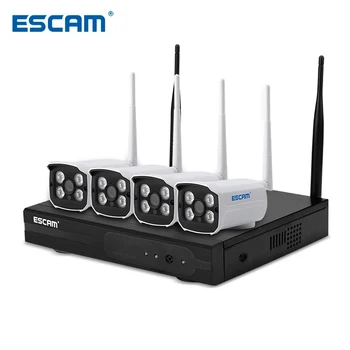 

ESCAM WNK403 Wireless 720P 4 Channel NVR Kit with 4 IPC IP Camera WIFI CCTV System Outdoor IR Night Vision Security