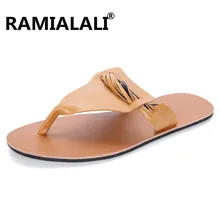 Ramialali/мужские сандалии; Повседневная обувь; кожаные мужские сандалии-гладиаторы; кожаные шлепанцы; летние модные пляжные шлепанцы