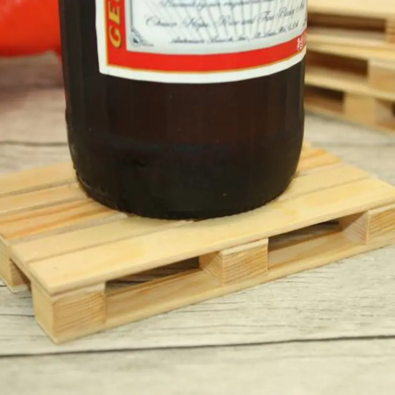 Miniature Pallet Wood Beverage Coasters Drink Wine Glasses Beer Bottle Whiskey Glass Cup Mat Hot Cold