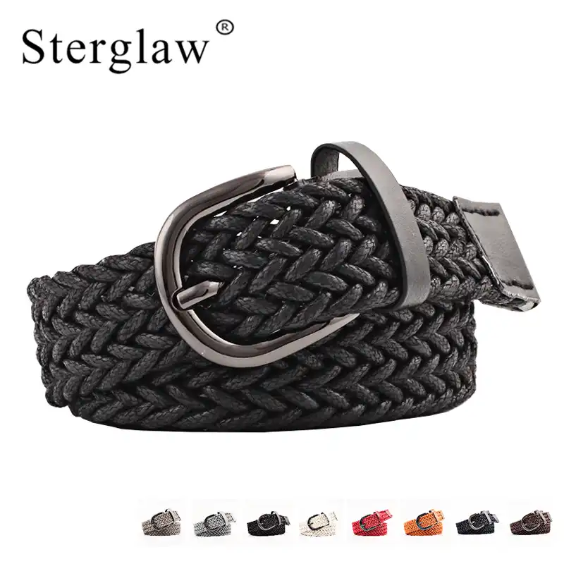 black woven belt womens