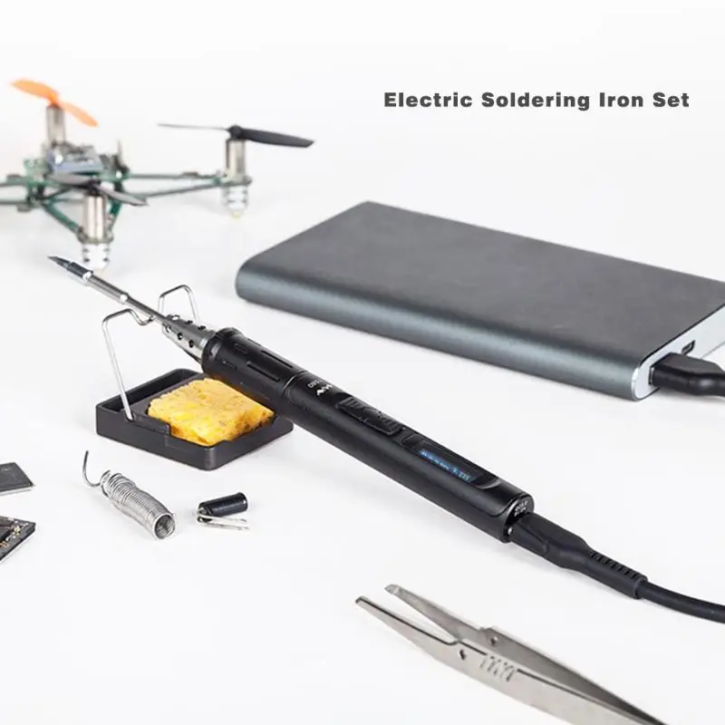 

TS80 Mini Portable Electric Soldering Iron Adjustable Temperature Digital Solder Station OLED Display USB Type C Power Jack
