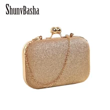 ShunvBasha Hot Sellers Woman Evening bag Gold Glittered Clutch bags Wallet Wedding Handbags Party Banquet girls shoulder bag
