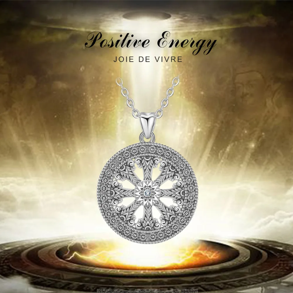 

Angel Caller Authentic 100% 925 Sterling Silver Wheel of Karma Necklaces Pendants for Women Sterling Silver Jewelry Gift CYD378