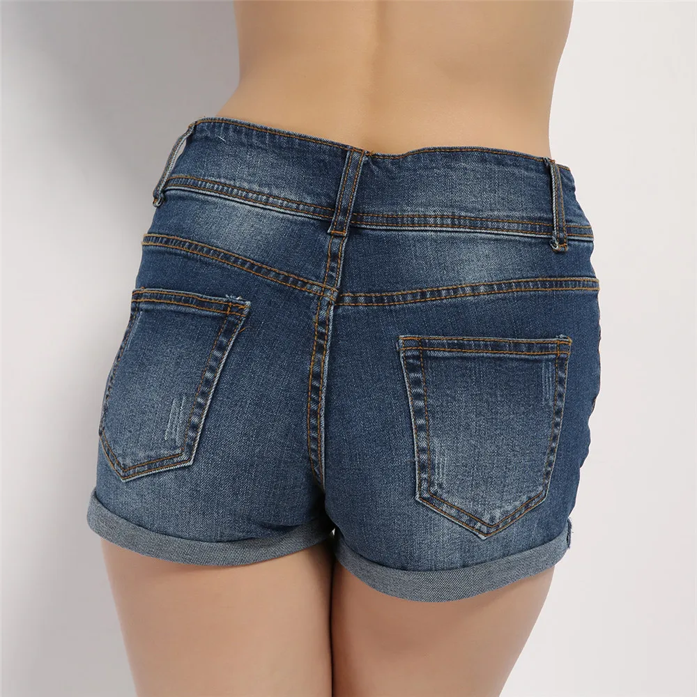 Woman Sexy Ripped Hole Denim Shorts