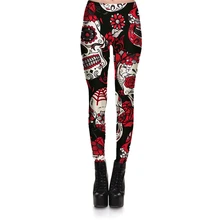 Hot Sell Skull Leggings Women’s Skull&flower Black Leggings Digital Print Trousers 7 color skull Woman Stretch Pants Plus Size