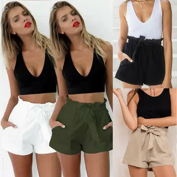

New Women Ladies Fashion Casual Summer Shorts High Waisted Solid Trousers Party Clubwear