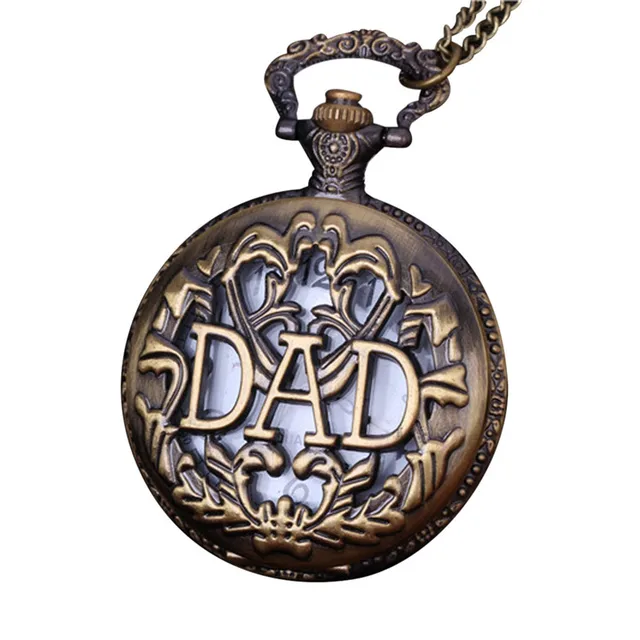 OTOKY Pocket Watch Men Vintage Bronze Dad Letters Design Chain Pendant Pocket Wa OTOKY Pocket Watch Men Vintage Bronze Dad Letters Design Chain Pendant Pocket Wa