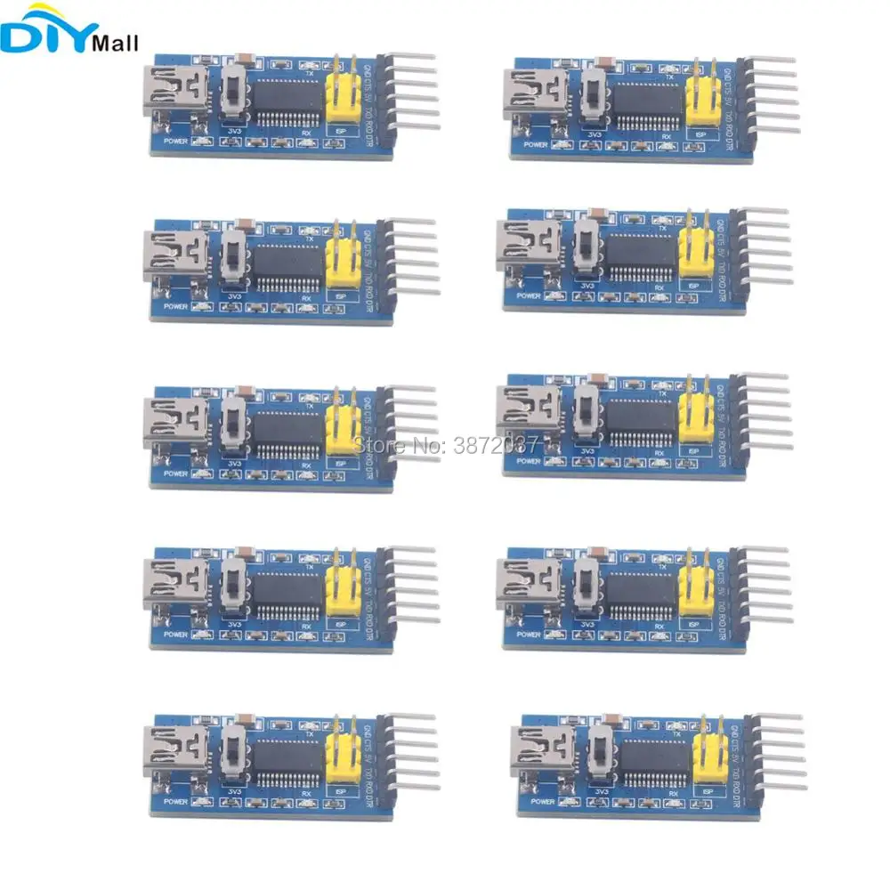 10 шт./лот FT232 USB к TTL Серийный адаптер конвертер Модуль основной Breakout плата для Arduino