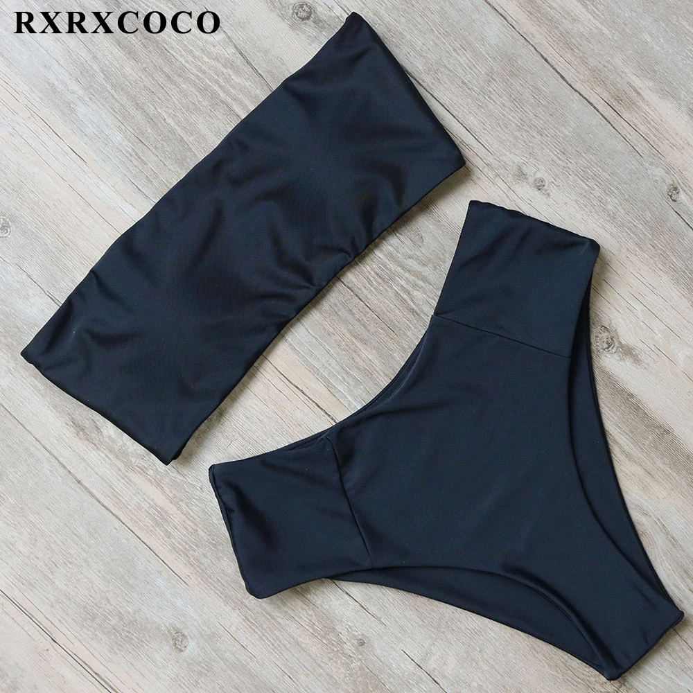 RXRXCOCO, комплект бикини с высокой талией, сексуальный бандо, купальник для женщин, змеиный принт, купальник для женщин, летний купальник, бразильские бикини