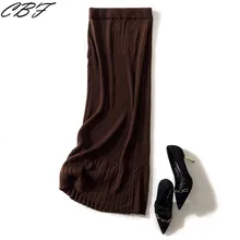 CBF Весна Последние Стиль Женская Вязаная кашемировая шерсть Однотонная юбка ребристые брюки для женщин высокое качество юбка