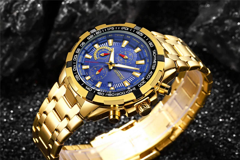 Golden Luxury Waterproof Wristwatch Men Quartz Watch