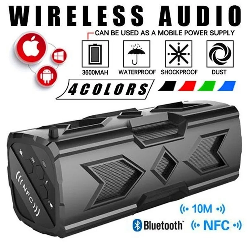 

Bluetooth Wireless Speakers Waterproof Portable Speaker Outdoor Sport Boombox NFC Dustproof Shockproof Anti-scratch as powerbank
