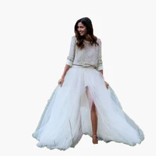 2017 Sexy Slit Long Women Skirts Custom Made Floor Length Tutu Wedding Skirts Solid Female Ball Gown Skirts For Bridals