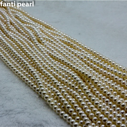 

basic style pearl necklace freshwater pearl necklace 3.5-4 AAAA round handmade pearl strand small pearl necklace