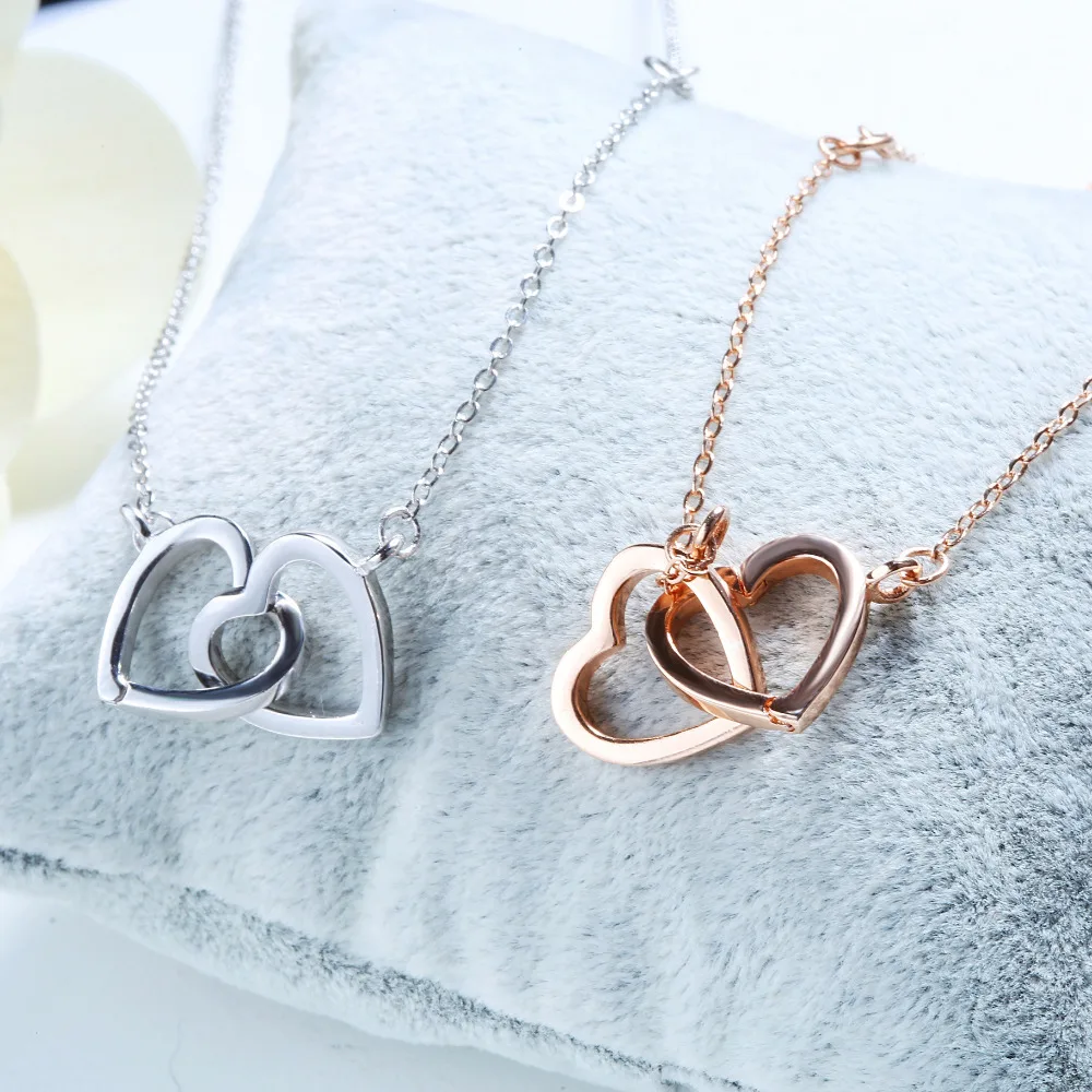 

Women's Necklaces 925 Sterling Silver Jewelery Heart Pendants Chains 2 Styles Fashion Exquisite Girls Gifts Wholesales Price 1pc
