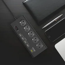 Европейский 5 gang USB мощность полосы стабилизатор напряжения Quick Charge 3,0 USB порты и разъёмы ЕС электрический удлинитель 5 выход 5 usb ЕС Plug мощность доска