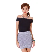 Черный искусственный шелк Модный трикотажный сексуальный женский топ наивысшего качества с открытыми плечами