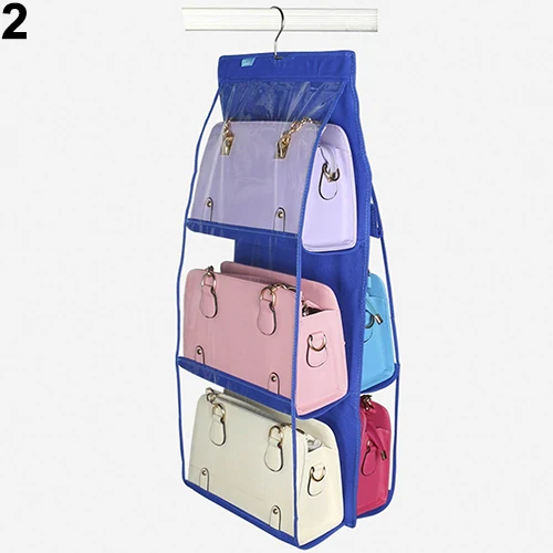 6 карманов висячая Сумочка Кошелек сумка аккуратный Органайзер для хранения вещей в шкафу вешалка для комнаты