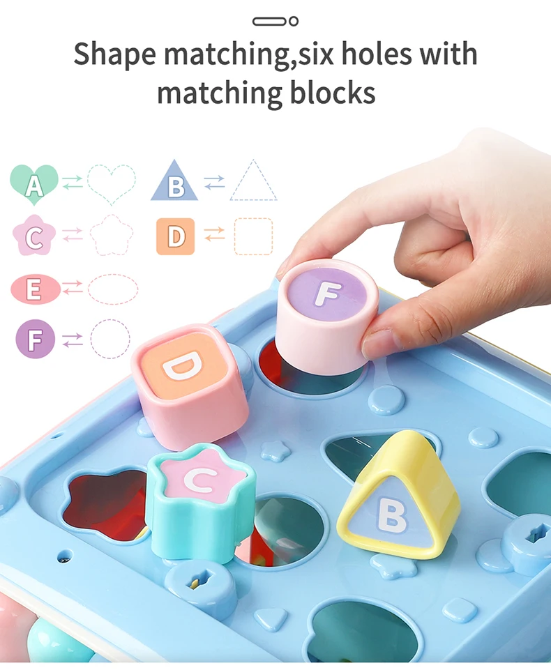 Cubo de Atividades Educativo para Bebês de 0-12-24 Musicais Brinquedo Meses Iluminação Sonora 8 Instrumento musical de brinquedo