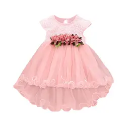 Жаккардовые платья из вуали для маленьких девочек, летнее платье с цветочным рисунком, платье принцессы для девочек на свадьбу, детское