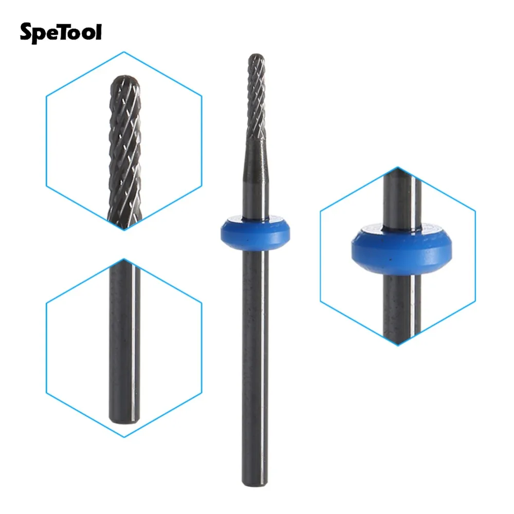 

SpeTool 1Pcs Black Needle Shape Ceramic Bit Nail Drill For Electric Nail File Foot Care Callus Polishing Grind Rotated Burr