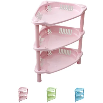 

Pink green blue plastic kitchen bathroom shelf storage racks holder DIY
