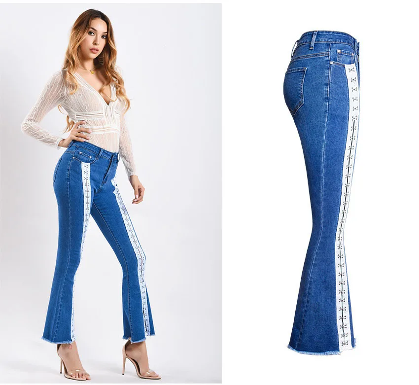 New wide-leg webbed jeans women's trousers (4)