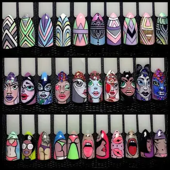 

50pcs New Nail Color Chart Tips in false Nails Polish Showing Shelf for Nails Stamping Plates Art Palette Tools DIY Cartoon