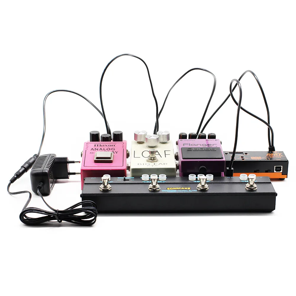 9V DC 1A Power Adapter w/h 5-Way Right-Angle Plug Daisy Chain Power Cable for Guitar Pedal and Other 9V Electronic Device QAC-01 9V DC 1A Power Adapter w/h 5-Way Right-Angle Plug Daisy Chain Power Cable for Guitar Pedal and Other 9V Electronic Device QAC-01