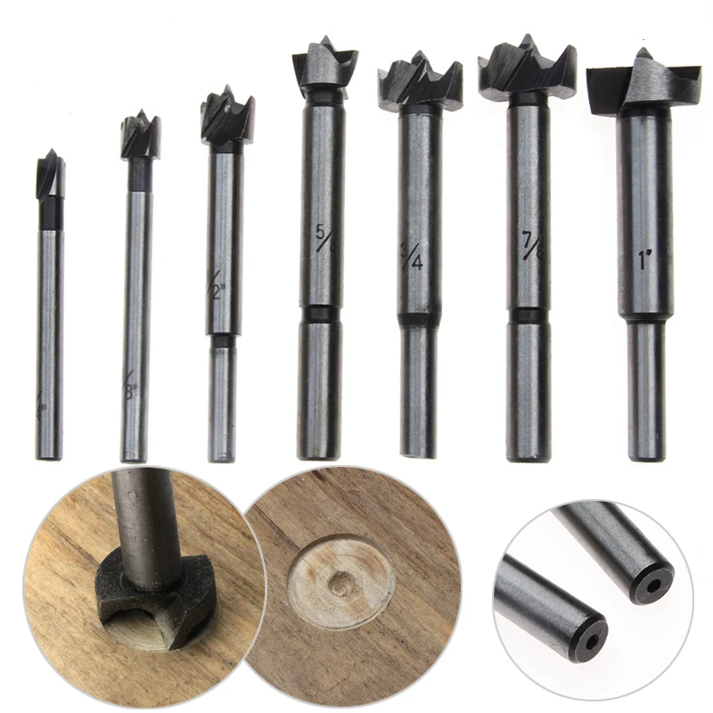 

7PCS Flat Wing Electrical Hole Cutter HSS Drill Bit Kit Plate Desktop Hinge Punching Reaming Drilling Tools For Woodworking