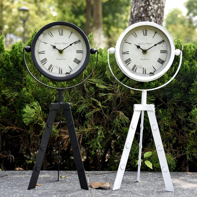 European Iron Floor Clock Rotate 360 Degrees With Tripod Can Handed
