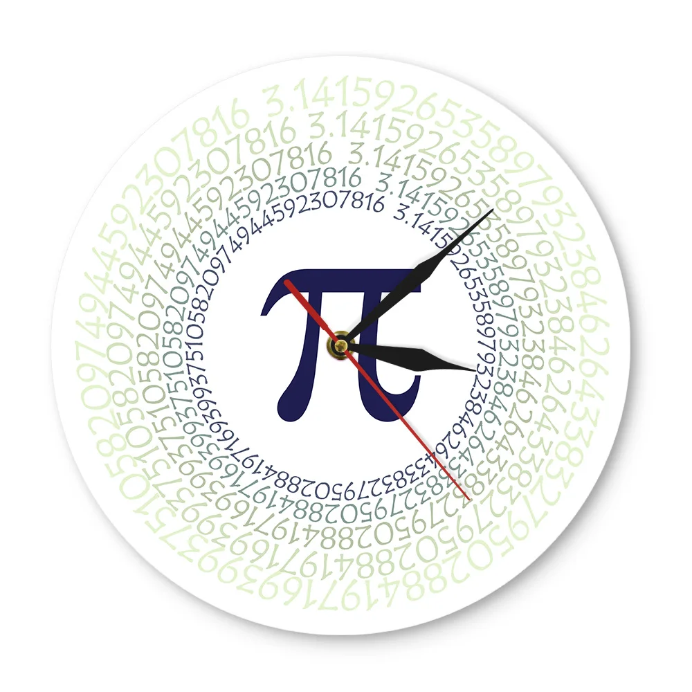 

Mathematical Constant Pi Greek Letter 3.14 Wall Art Mathematical Ratio Contemporary Wall Clock Color Printed Acrylic Wall Clock
