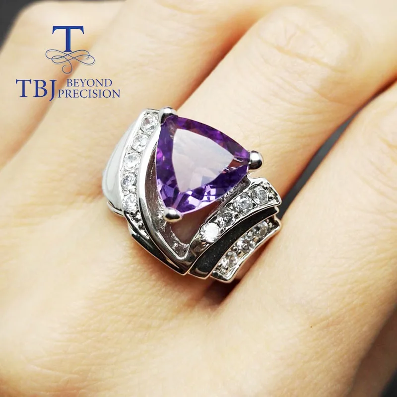 

Tbj ,3ct brazil amethyst Trl10mm on solid gemstone ring in 925 sterling silver gemstone jewelry,fashion stylish designs ring