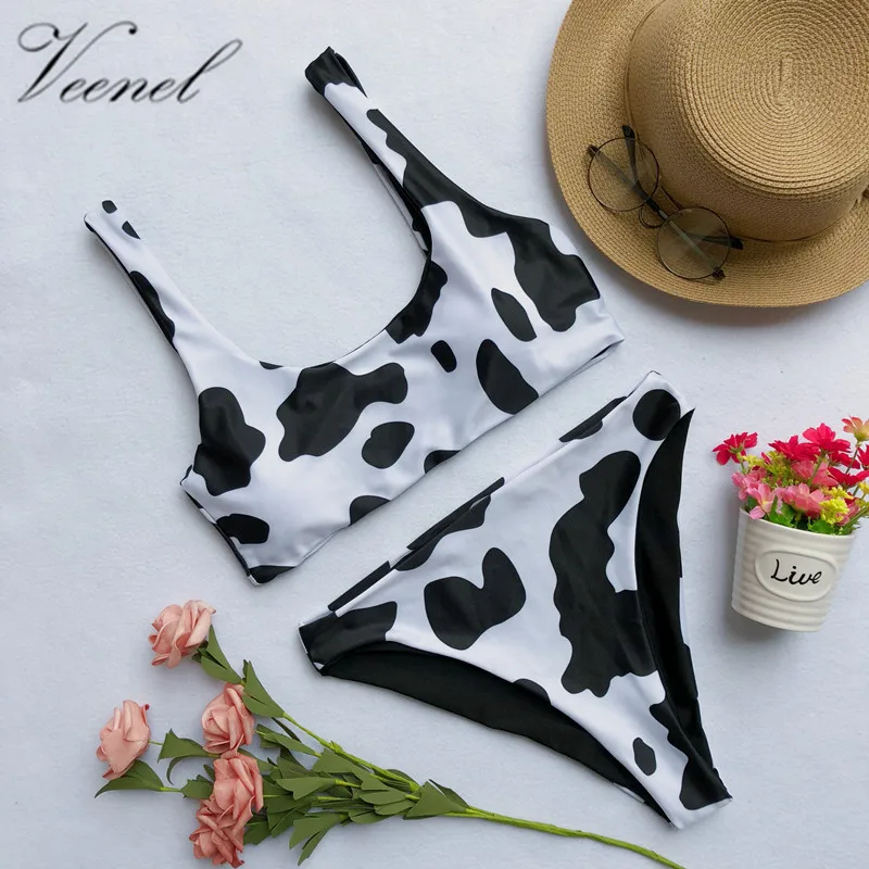 

VEENEL 2018 New Arrival Sexy Cow Print Swimwear Women Swimsuit Beach Push Up Brazilian Bikini Set Bathing Suits