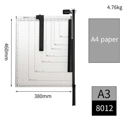 Deli резак для бумаги A4 A5 B5 ручной триммер гильотина офисная фото карта фото резак со скалером резак для бумаги инструменты для дома и офиса - Цвет: 8012