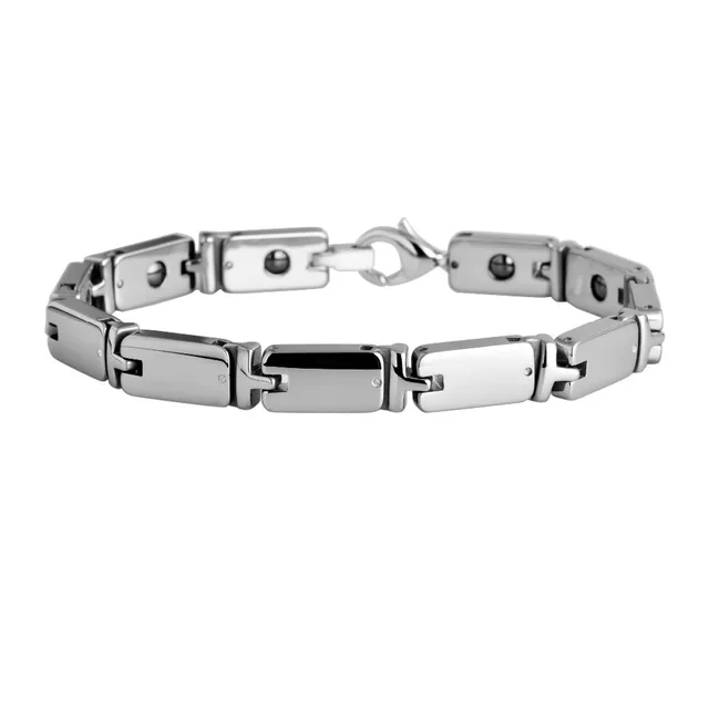 Man S Tungsten Carbide Polish With Germanium Magnetic Link Bracelet Man S Tungsten Carbide Polish With Germanium Magnetic Link Bracelet