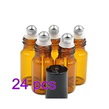 5ml Empty Brown Glass Roll-on Bottles with Stainless Steel Roller Balls and Black Cap for Essential Oil Perfumes Lip Balms 24Pcs 5ml Empty Brown Glass Roll-on Bottles with Stainless Steel Roller Balls and Black Cap for Essential Oil Perfumes Lip Balms 24Pcs