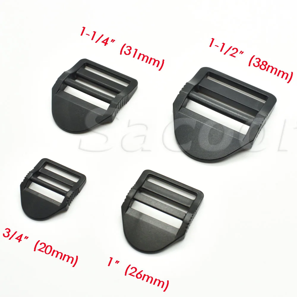 1pcs/pack Ladder Lock Slider Plastic Buckles Backpack Straps Webbin 20mm 26mm 31mm 38mm Black