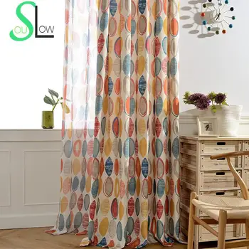 

Slow Soul Red Blue Modern Minimalist Printing Jacquard Window Curtain Curtains For Living Room Tulle Kitchen Bedroom And Sheer