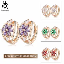 ORSA JEWELS Роскошные Серьги-Гвоздики Золотая Шампань Цветок с Фианитом Женщинам Подарок На День Рождения Бижутерия OME33