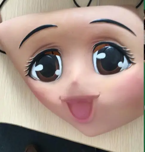 

New Female Sweet Girl Half Head Kigurumi Mask With BJD Eyes cartoon Cosplay Japanese Anime Role Lolita Mask Crossdress Doll mask