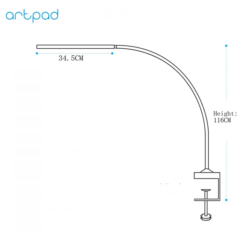 Artpad 13 Вт пульт дистанционного управления Настольная лампа с зажимом 360 градусов вращающийся гусиный диммер Уход за глазами настольная лампа для чтения белый черный