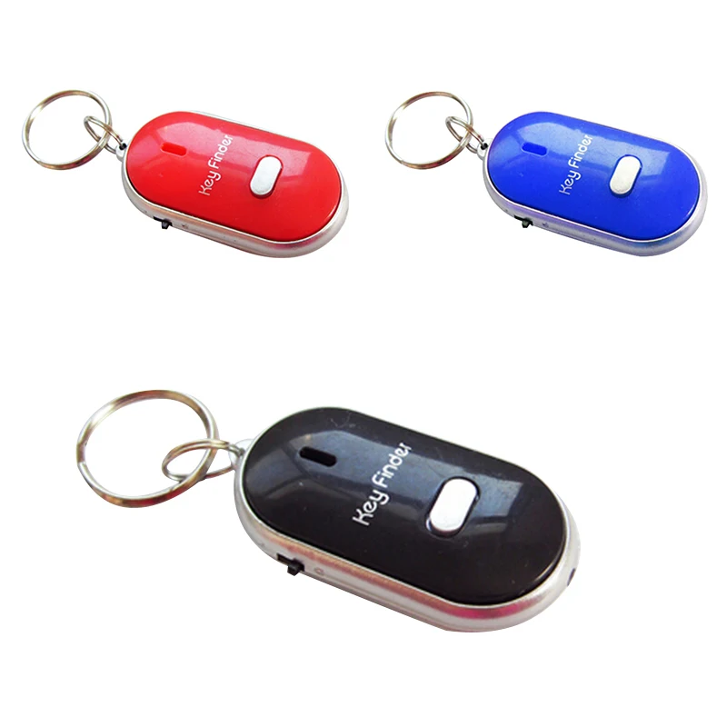 LED Key Finder Locator Keychain Find Lost Keys Whistle Sound Control White US