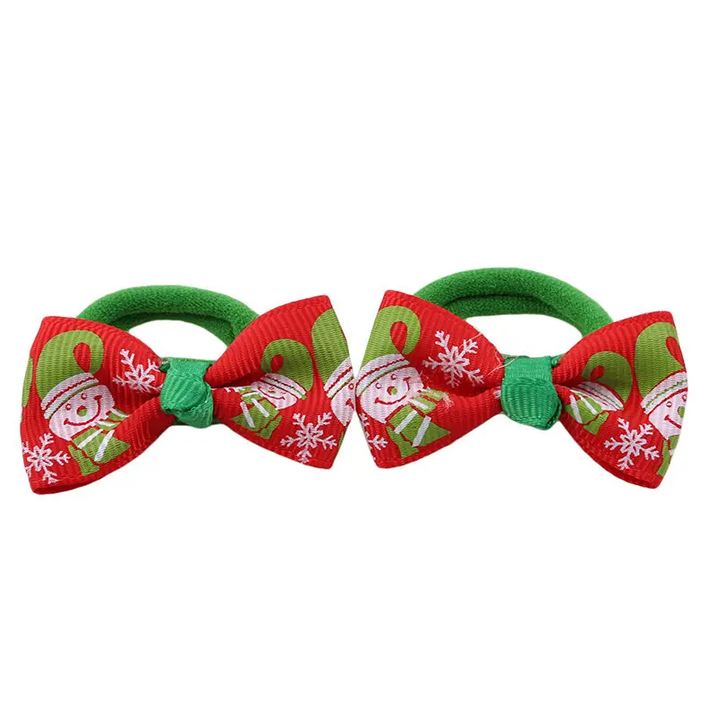 

Hot Sell 2Pcs Fashion Girls Popular Christmas Hair rope Tree Santa Bell Snowman Kids Elastic Hair band Lovely Hair Accessories