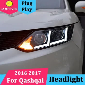 

1 set 2 Pcs Car Head Lamp for Nissan Qashqai Headlights 2016-2017 Dualis LED Headlight H7 D2H Hid Option Angel Eye Bi Xenon Beam