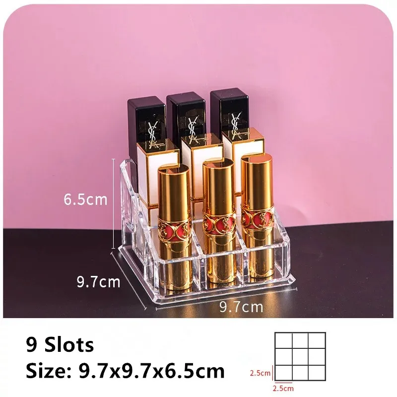 Держатель для карандашей-блеска для губ Губная помада коробка дисплей стенд для хранения Sundry коробка косметический макияж Органайзер держатель с крышкой - Цвет: 9 Slots