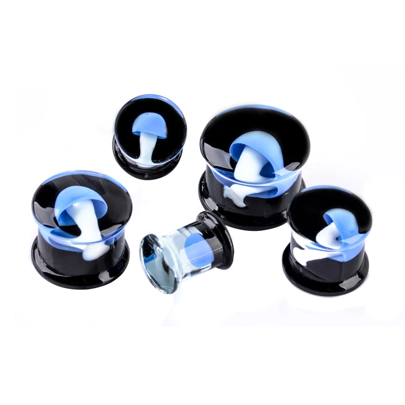 

1Pair 8-16mm Glass Jellyfish Mushroom Flared Flesh Tunnel Ear Plugs Ear Gauge Expander Stretcher Earlets Earrings Ear Piercing
